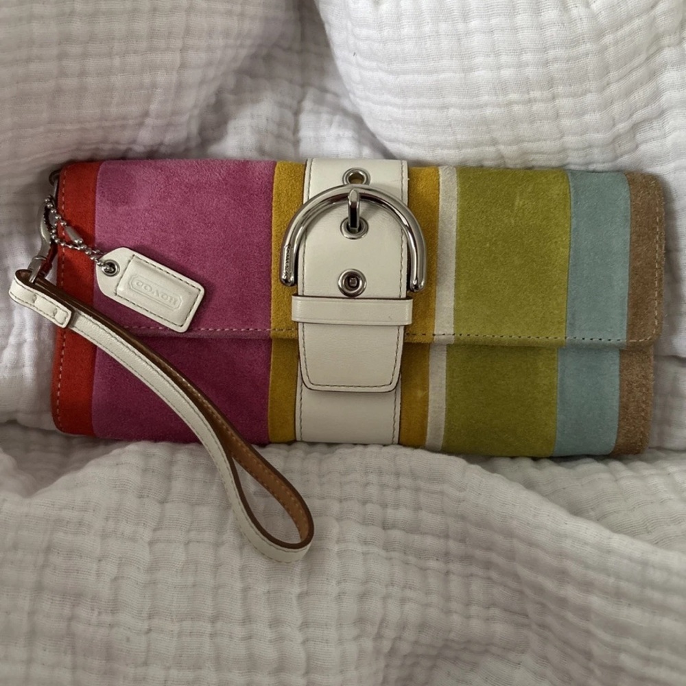 Coach Multicolor Striped Wristlet